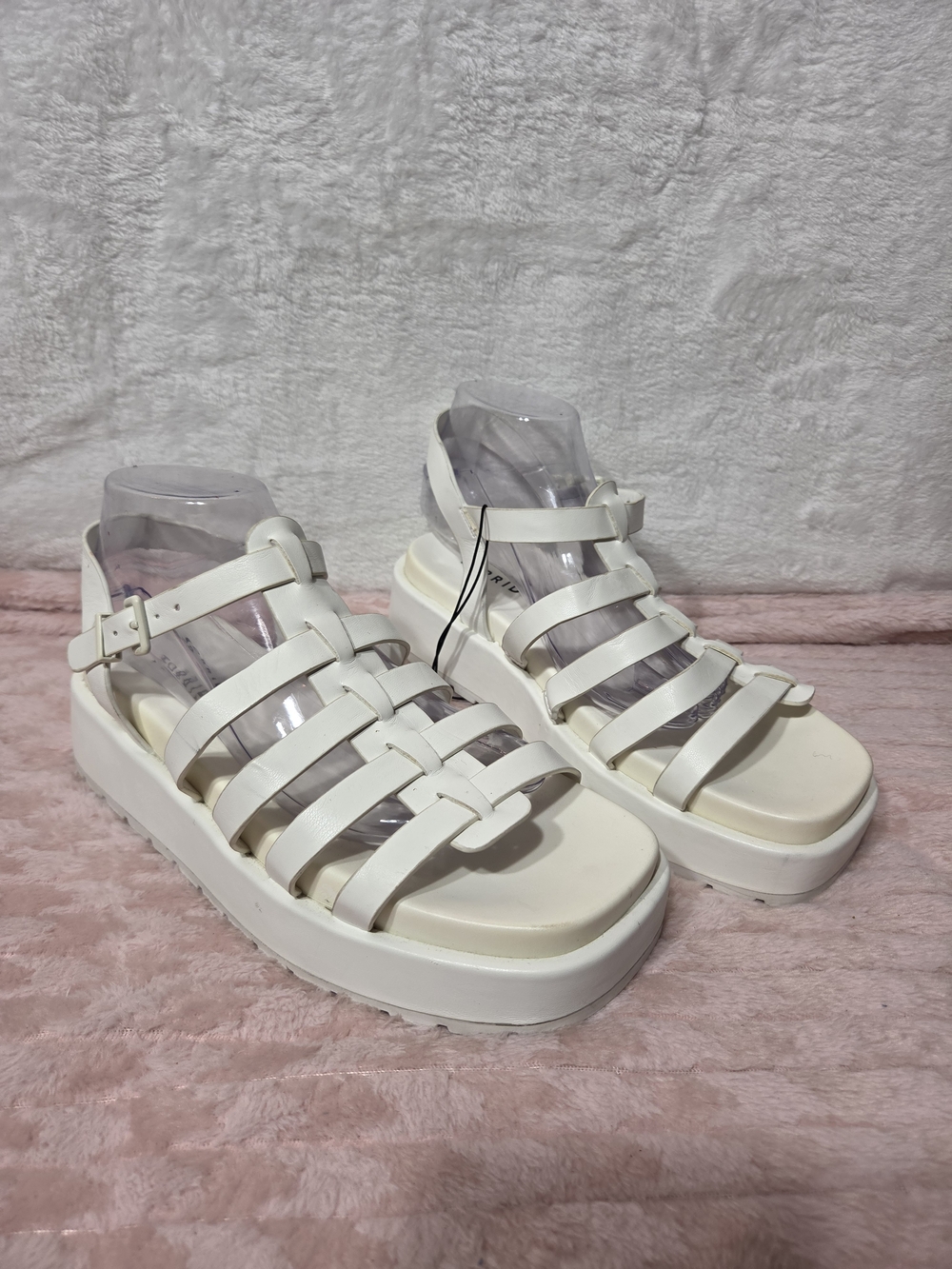 Women's White Strappy Platform Sandals